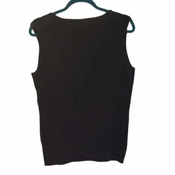 BCBG Maxazria Sequins Diamond Sleeveless Sweater Black Silver 2X - Picture 4 of 10